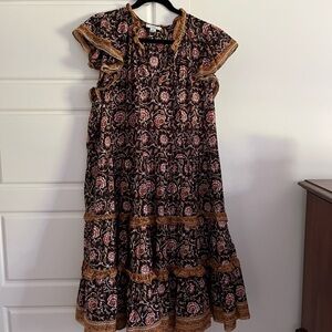 Anthropologie Black and Brown Floral Dress
